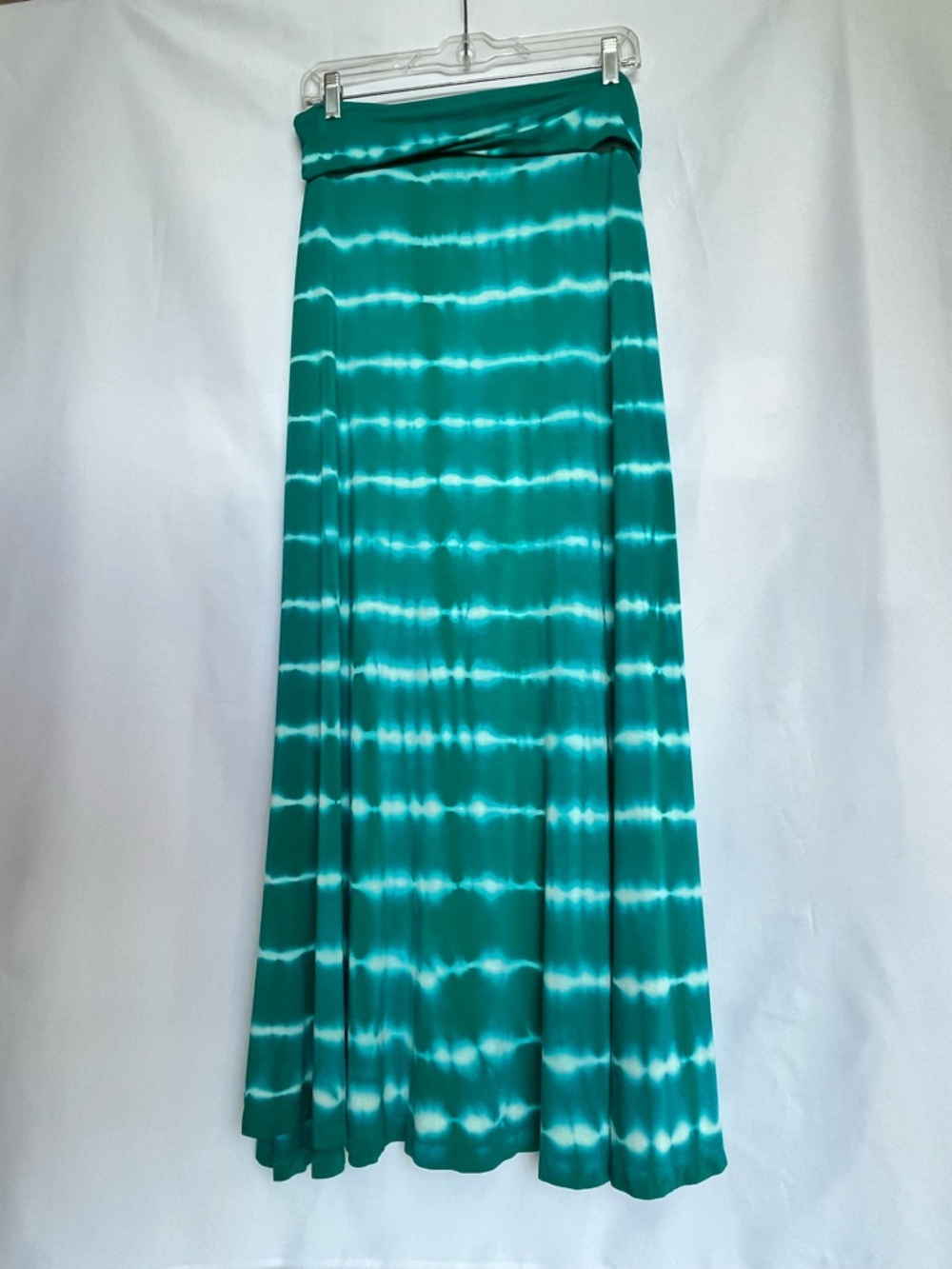 Teal and White Tie-Dye Maxi Skirt